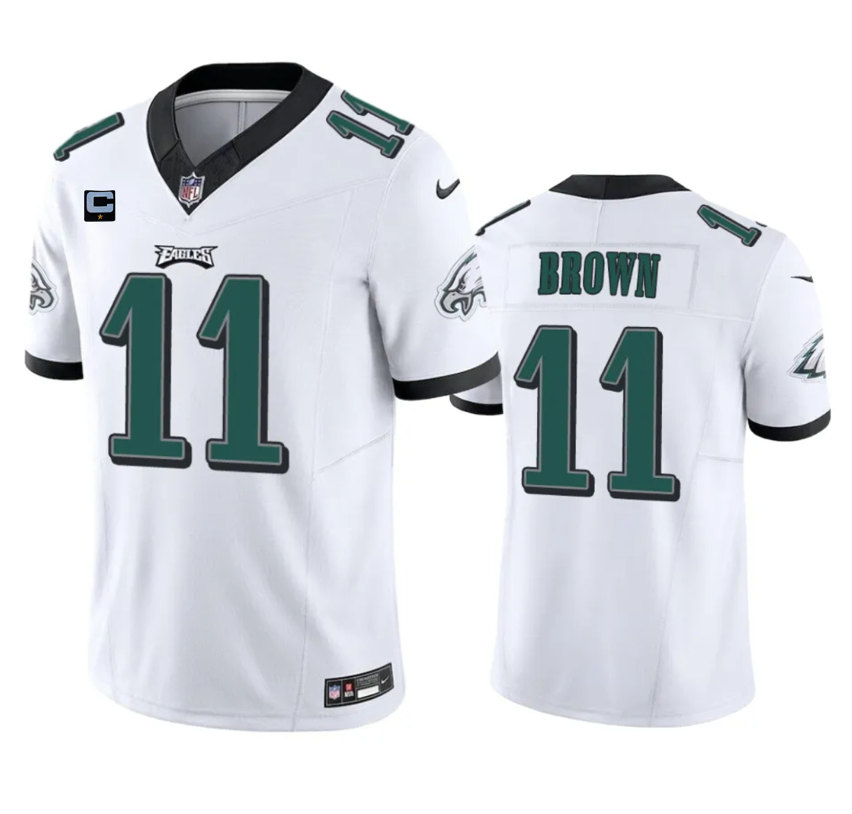 Men's Philadelphia Eagles #11 A. J. Brown White 2023 F.U.S.E. With 1-Star C Patch Vapor Untouchable Limited Football Stitched Jersey